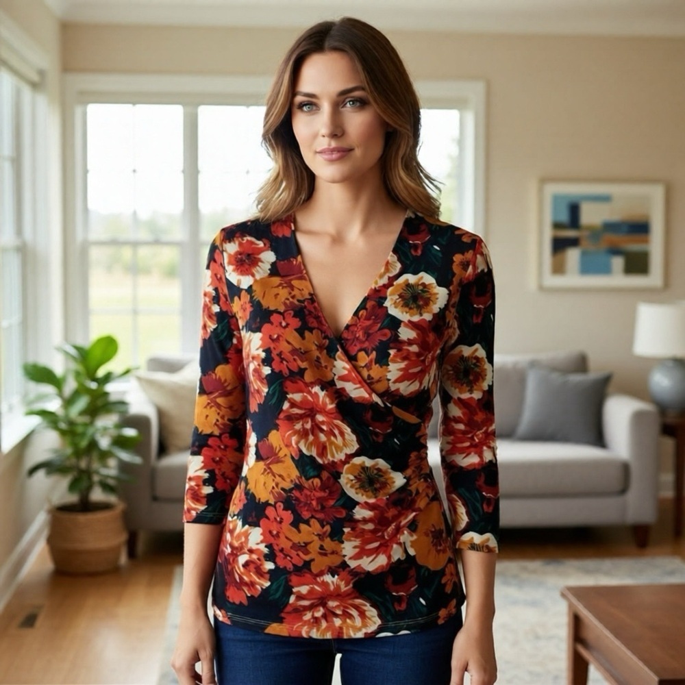 *30off3* NWOT. Liz Claiborne New‎ York floral top.​